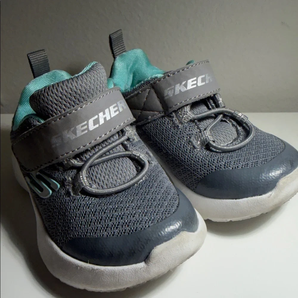Skechers Kids' Gray and Teal Sneakers